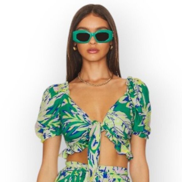 Revolve Maaji Green Front Tie Crop Top, Size L, Eco-Friendly - Picture 2 of 14